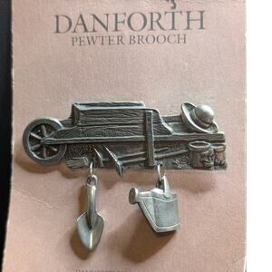 Danforth Vintage Gardening Themed Pewter Brooch NWT